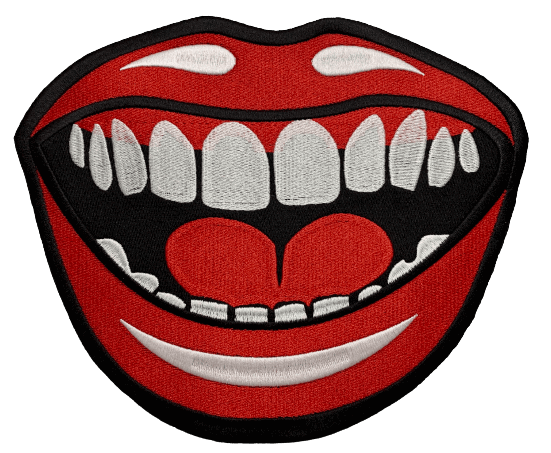 Month with lips tough and teeth embroidered custom patch