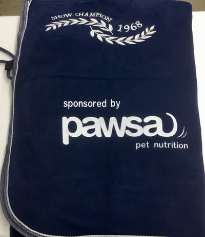 Sponsored by pawsa per nutrition embroidered on horse rug