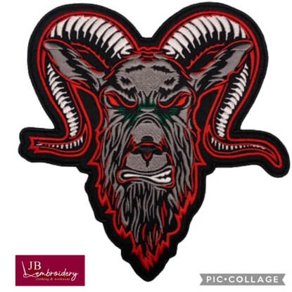 Big Biker patch - Angry Goat Embroidered Full Back Patch 