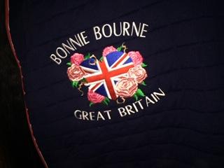 Great britain flag roses and name embroidered on horse rug