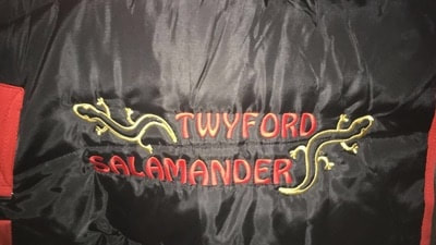 Twyford Salamander embroidered on rug