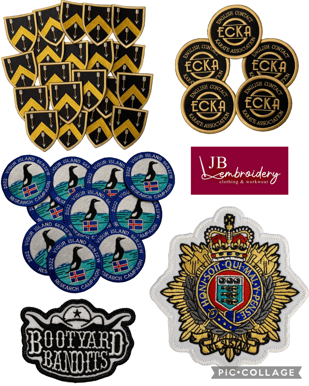 variety of embroidered patches no min orders